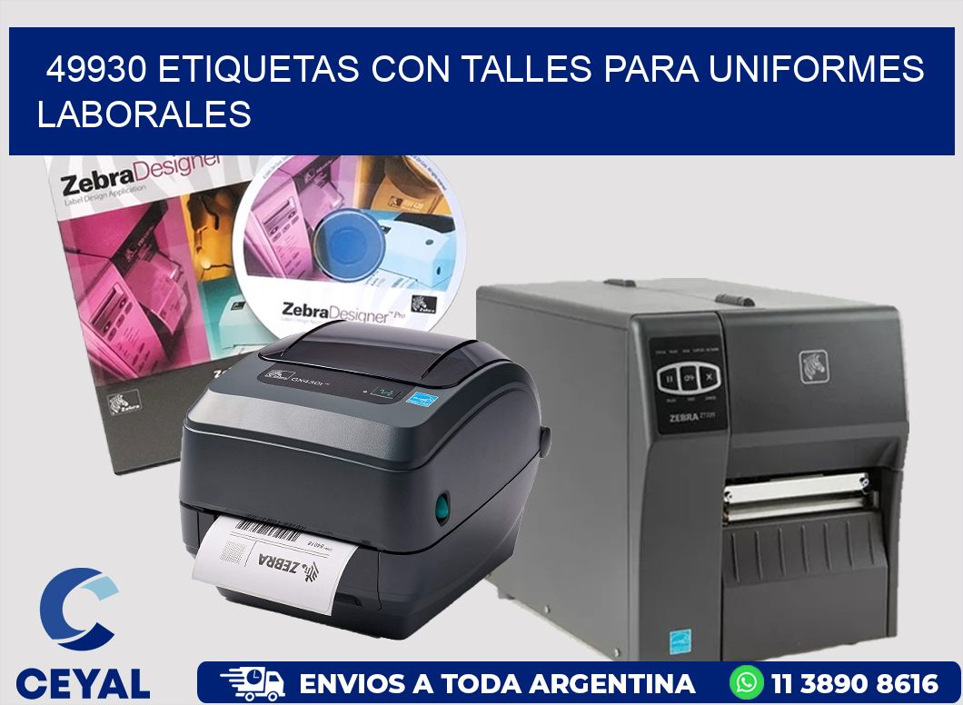 49930 etiquetas con talles para uniformes laborales