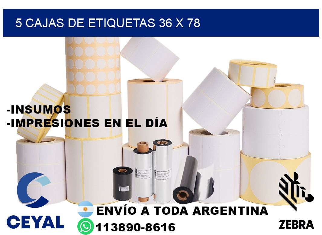 5 cajas de etiquetas 36 x 78