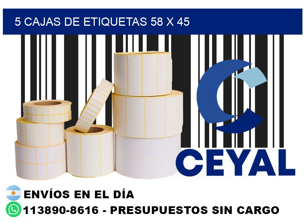 5 cajas de etiquetas 58 x 45