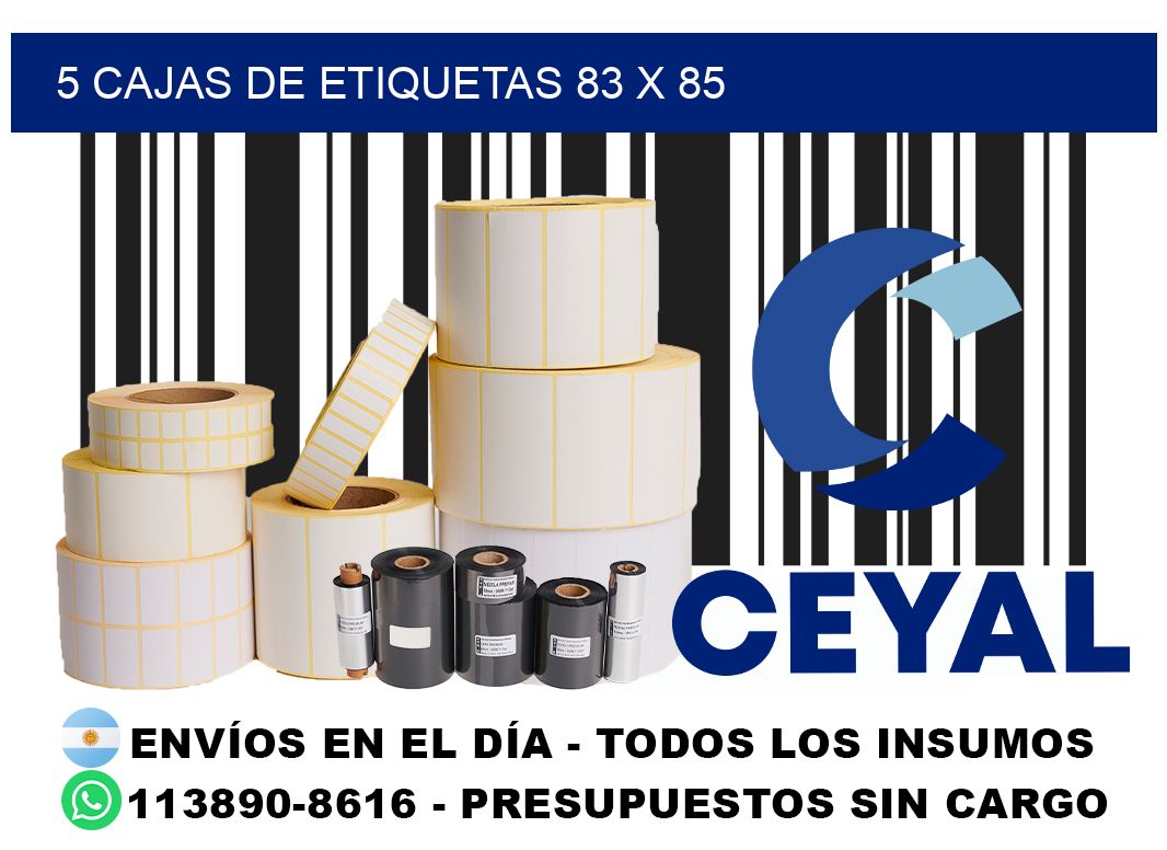 5 cajas de etiquetas 83 x 85