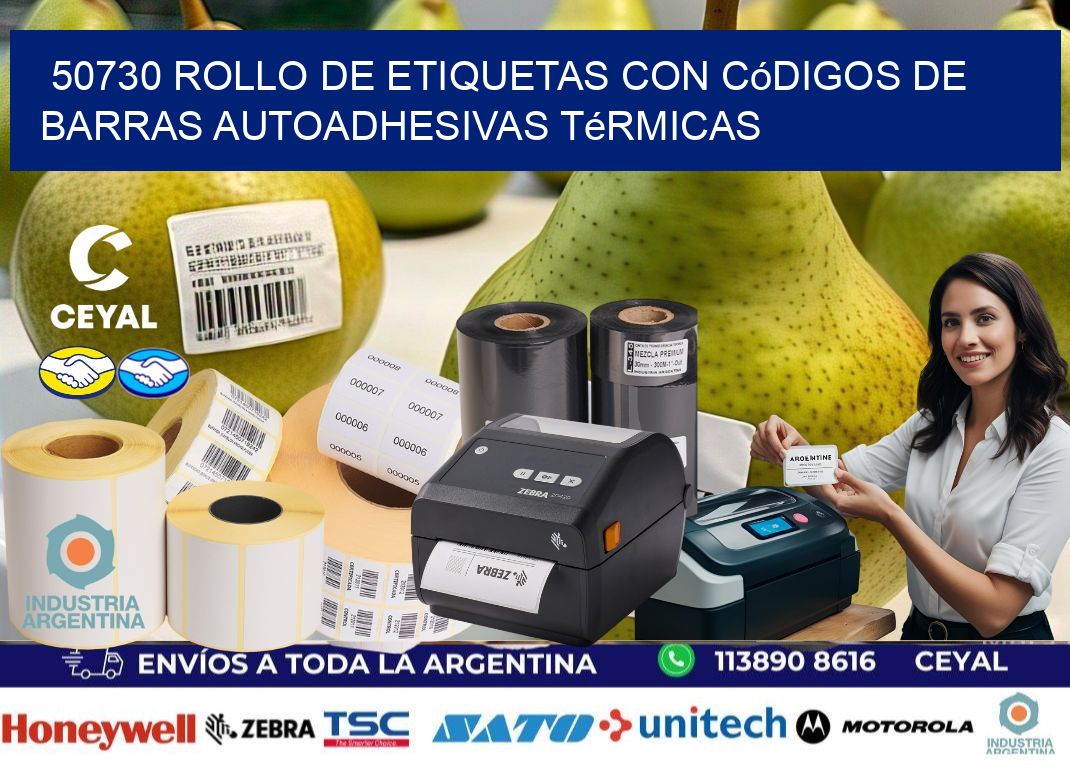 50730 Rollo de etiquetas con códigos de barras autoadhesivas térmicas