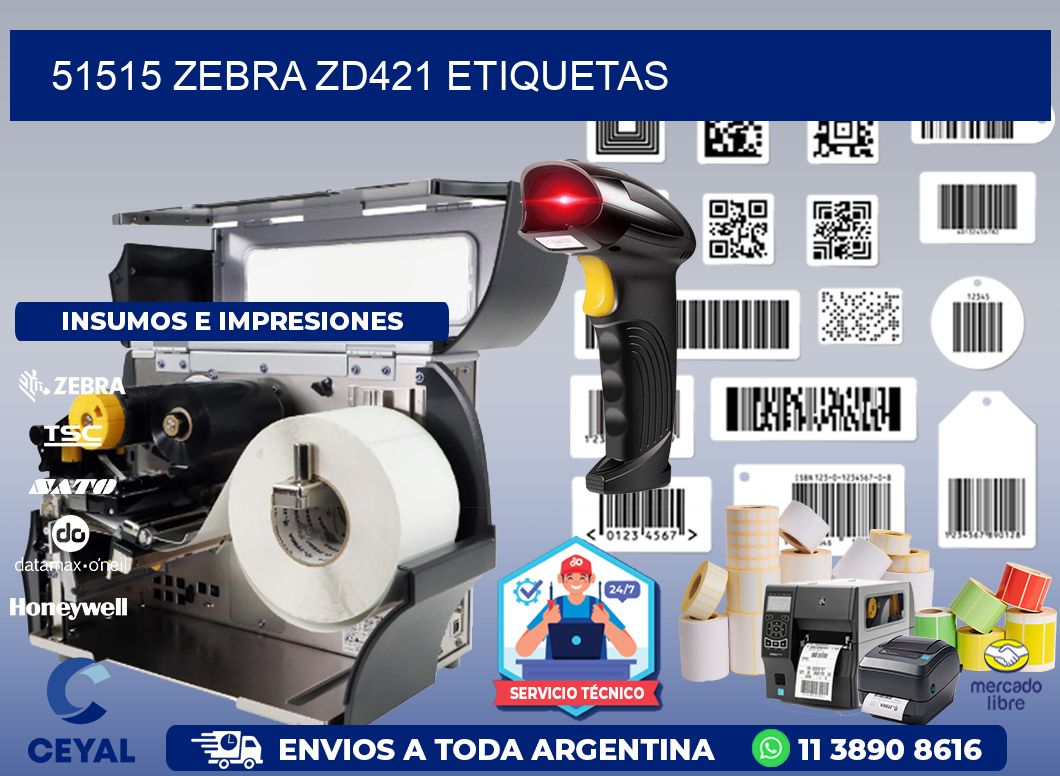 51515 Zebra ZD421 etiquetas