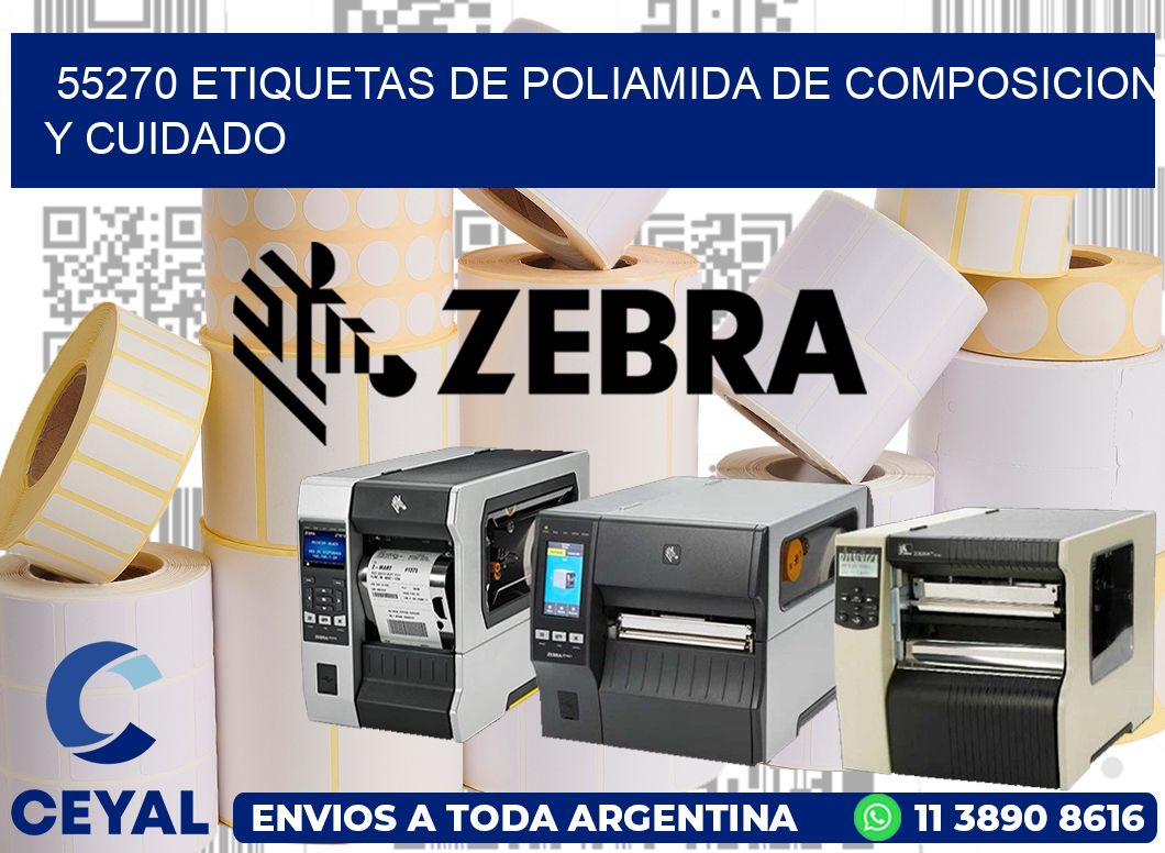 55270 etiquetas de poliamida de composicion y cuidado