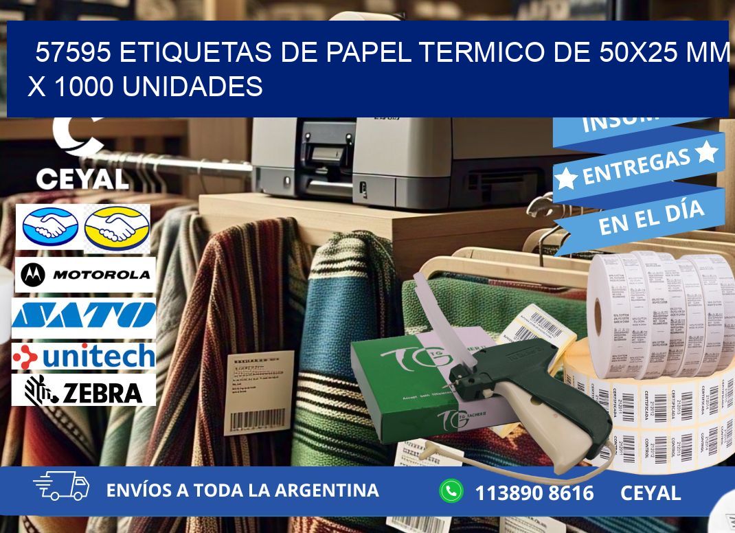 57595 Etiquetas De Papel Termico De 50x25 Mm X 1000 Unidades