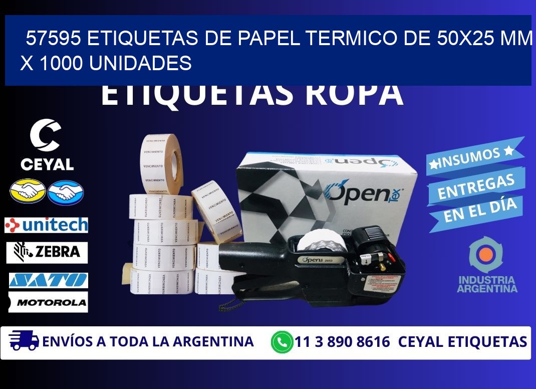 57595 Etiquetas De Papel Termico De 50x25 Mm X 1000 Unidades