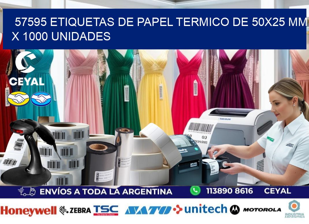 57595 Etiquetas De Papel Termico De 50×25 Mm X 1000 Unidades