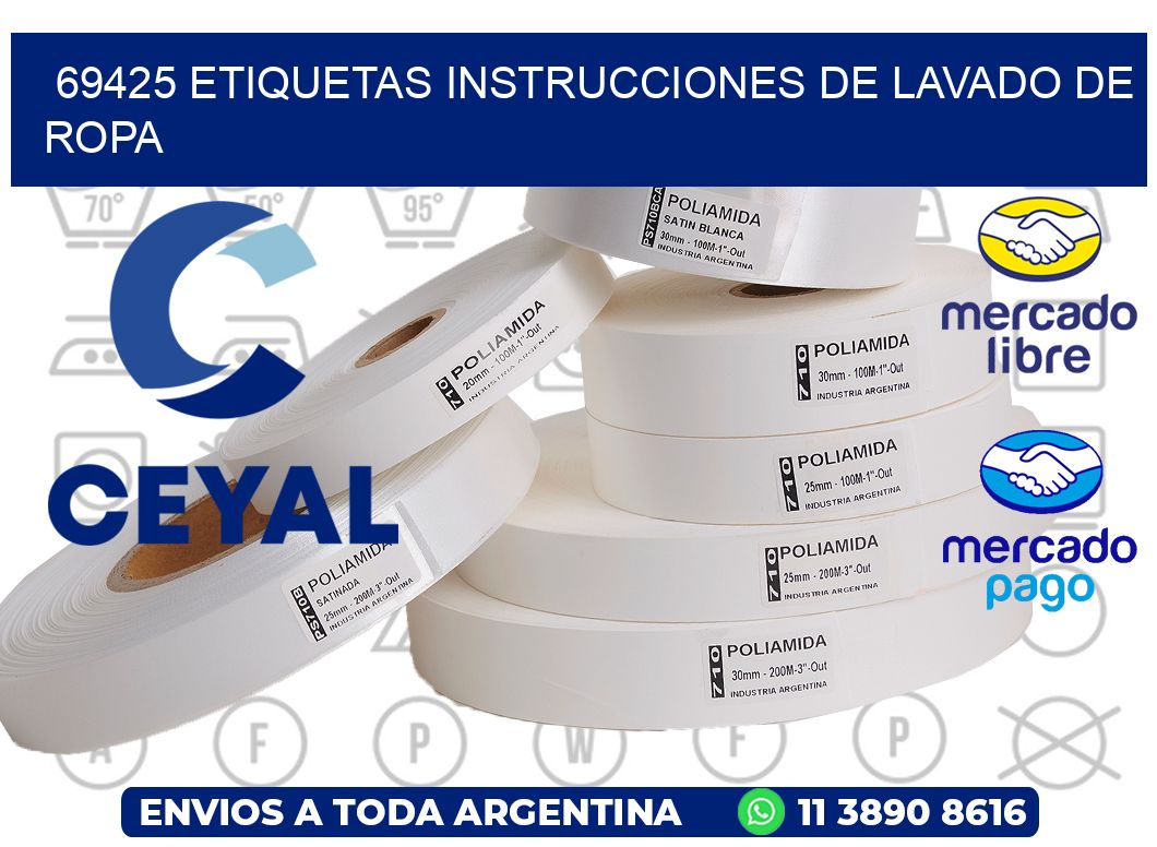 69425 etiquetas instrucciones de lavado de ropa