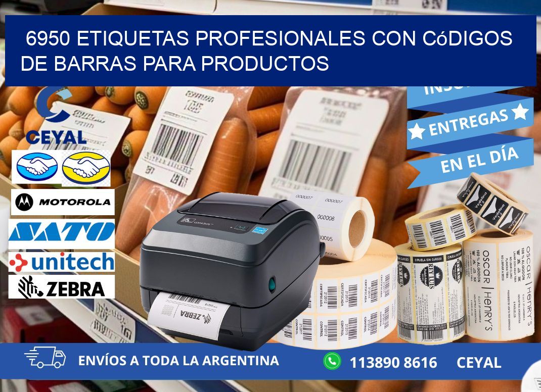 6950 Etiquetas profesionales con códigos de barras para productos