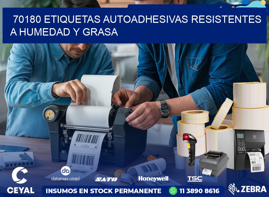 70180 etiquetas autoadhesivas resistentes a humedad y grasa