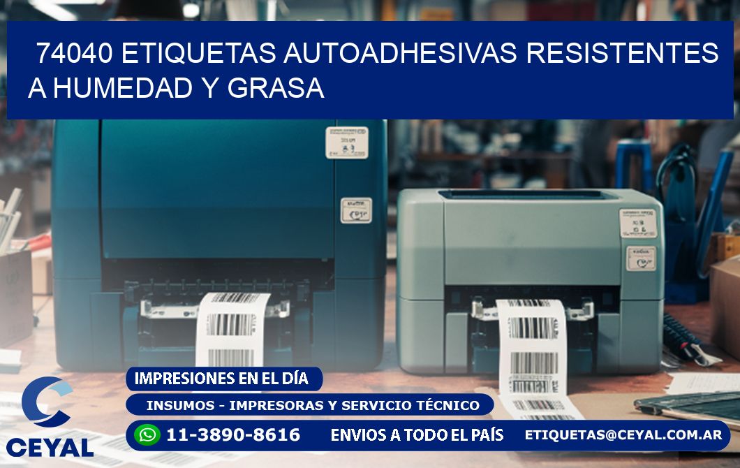 74040 etiquetas autoadhesivas resistentes a humedad y grasa