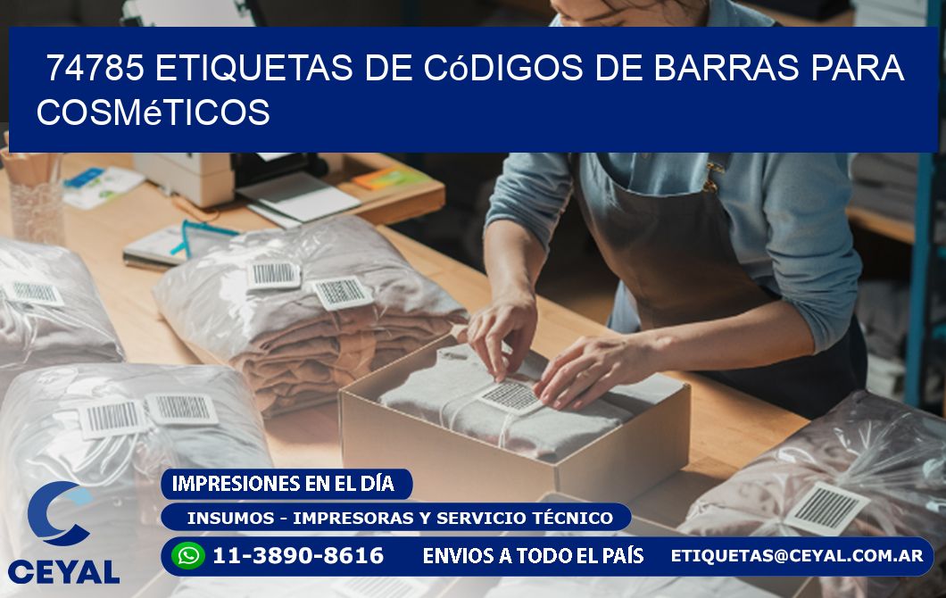 74785 etiquetas de códigos de barras para cosméticos