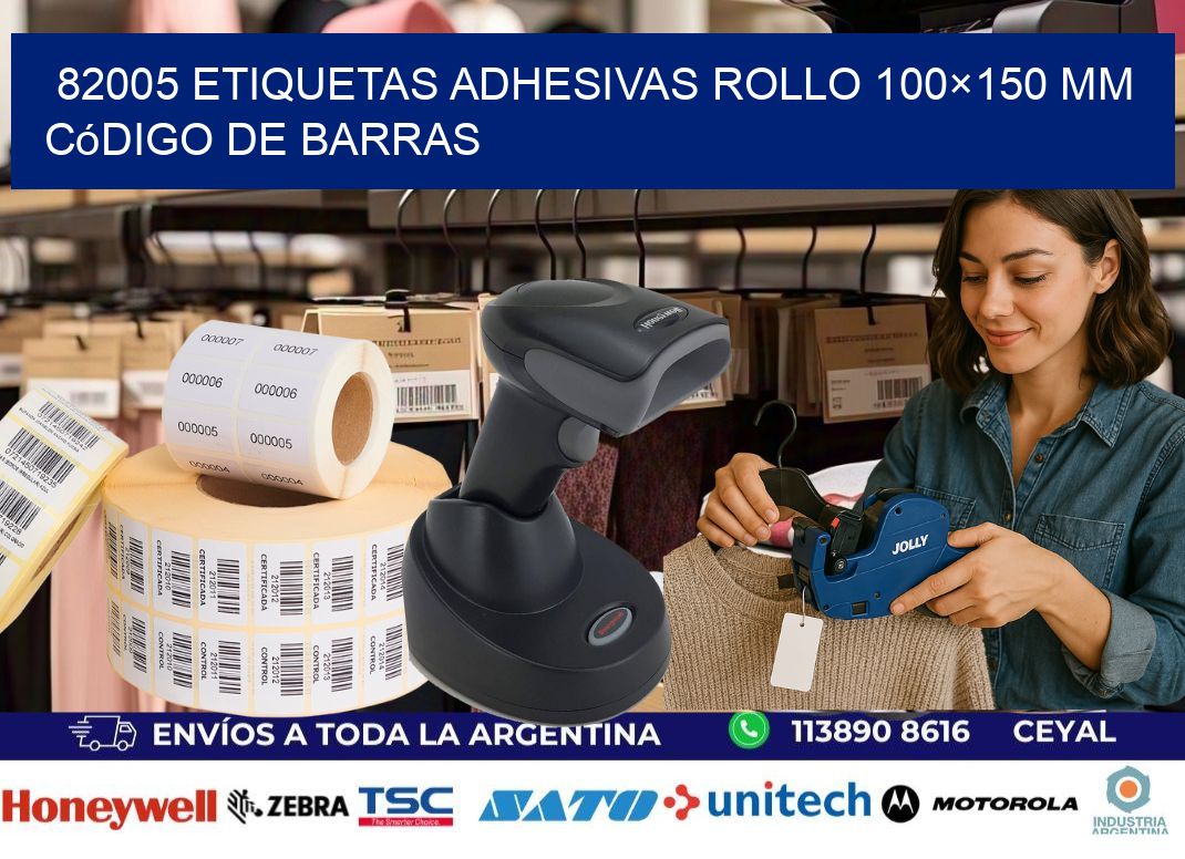 82005 etiquetas adhesivas rollo 100×150 mm código de barras
