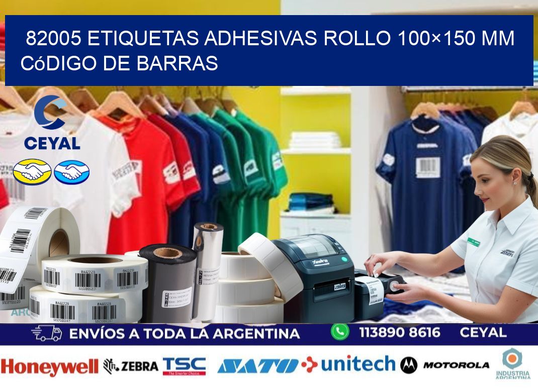 82005 etiquetas adhesivas rollo 100×150 mm código de barras