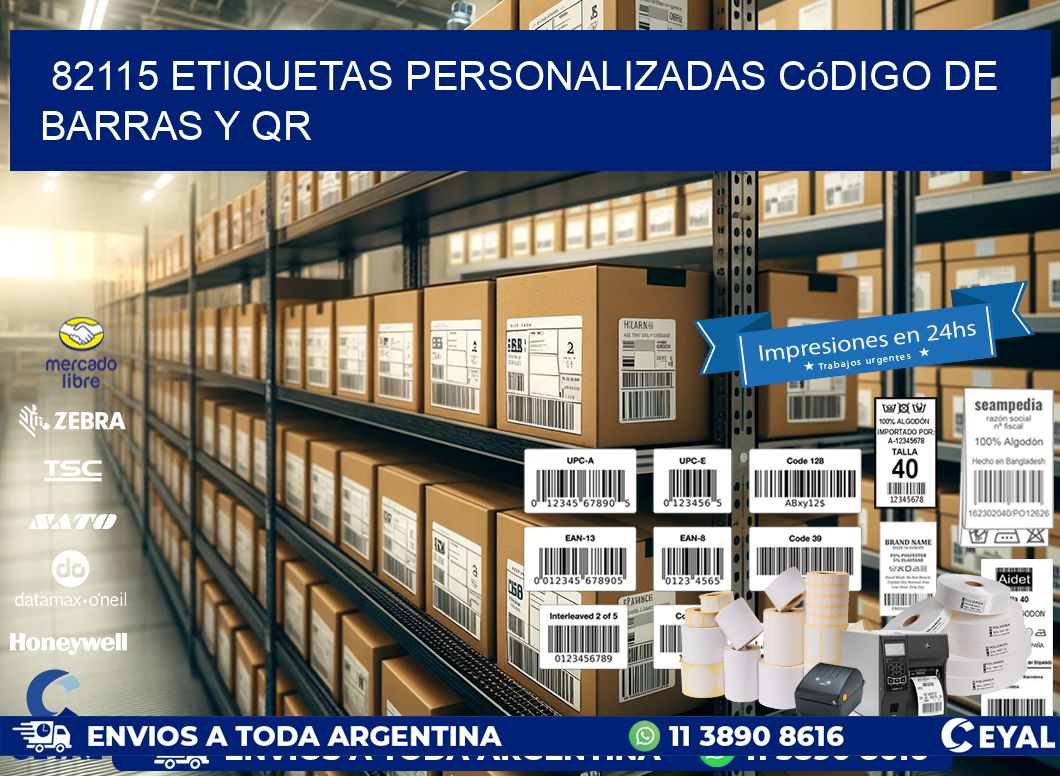 82115 etiquetas personalizadas código de barras y QR
