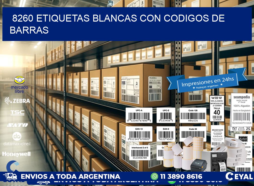 8260 etiquetas blancas con codigos de barras