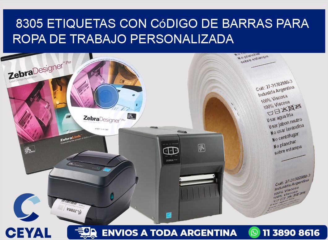 8305 Etiquetas con código de barras para ropa de trabajo personalizada