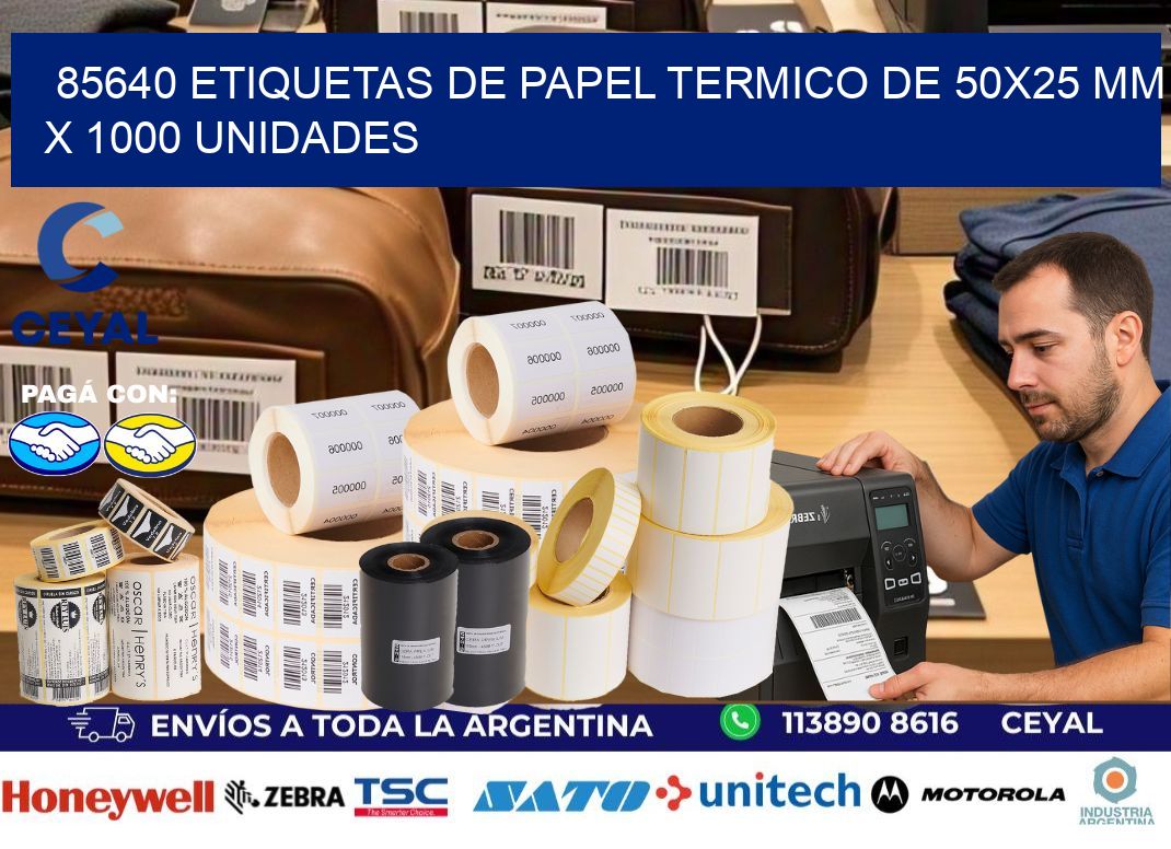 85640 Etiquetas De Papel Termico De 50x25 Mm X 1000 Unidades