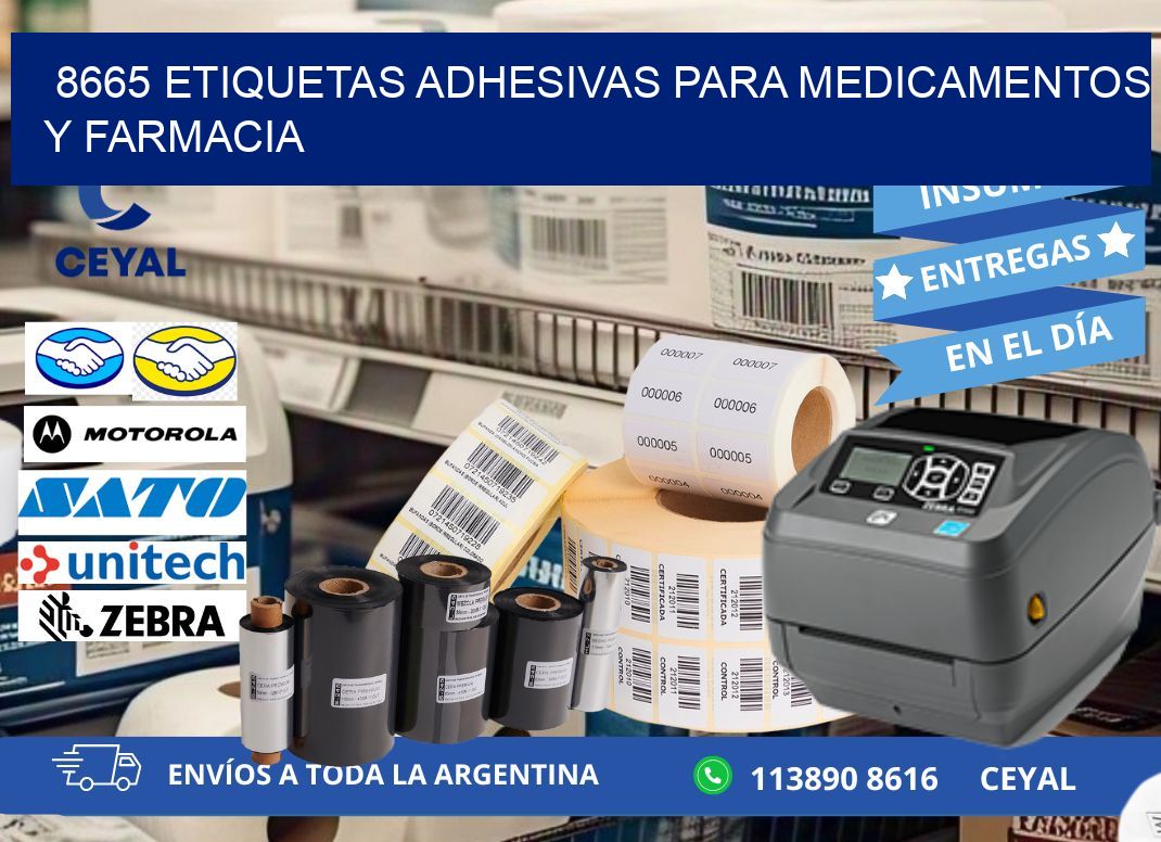 8665 Etiquetas adhesivas para medicamentos y farmacia