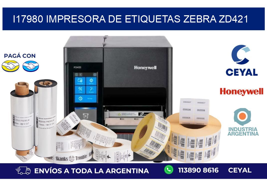I17980 impresora de etiquetas Zebra ZD421