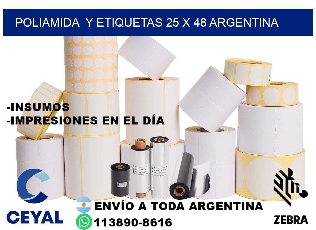 Poliamida y etiquetas 25 x 48 argentina
