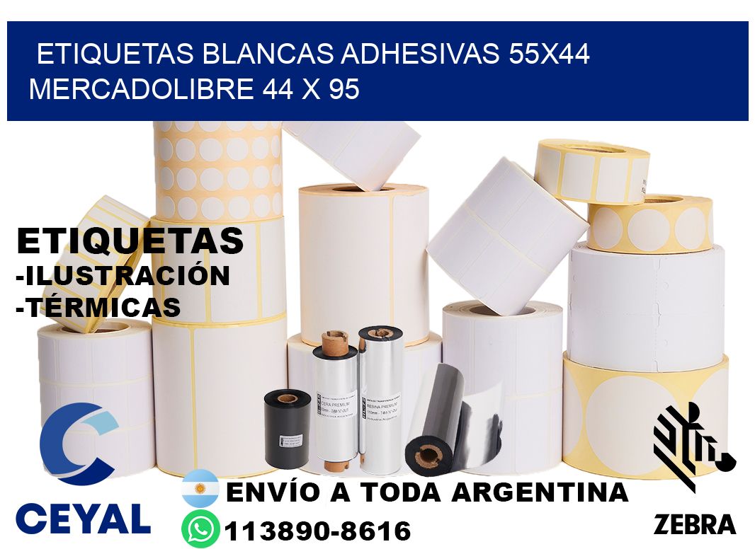 etiquetas blancas adhesivas 55x44 mercadolibre 44 x 95