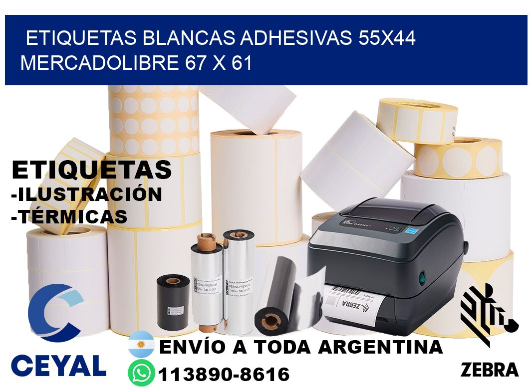 etiquetas blancas adhesivas 55x44 mercadolibre 67 x 61