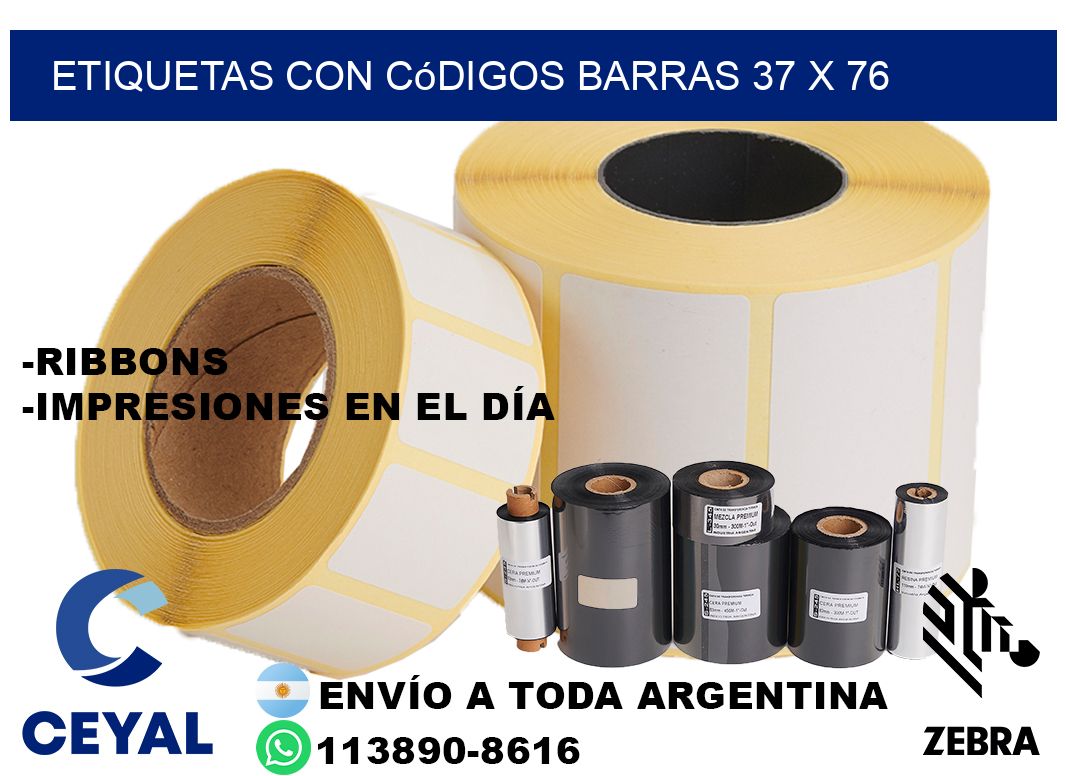 etiquetas con códigos barras 37 x 76