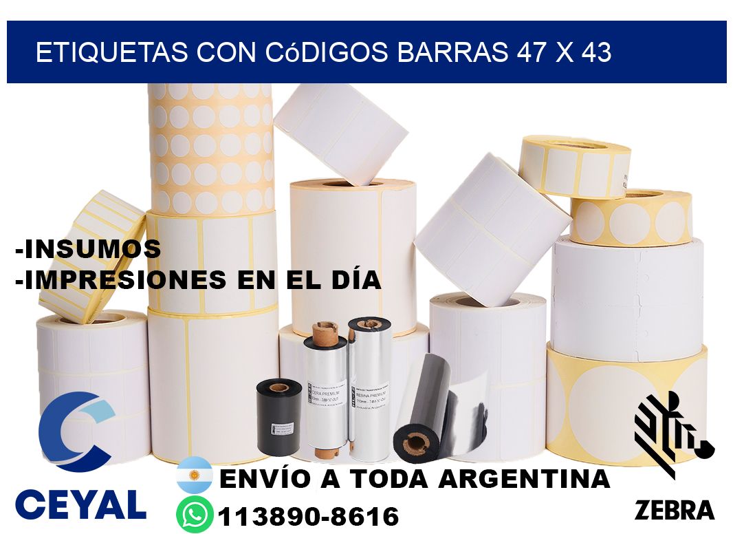 etiquetas con códigos barras 47 x 43