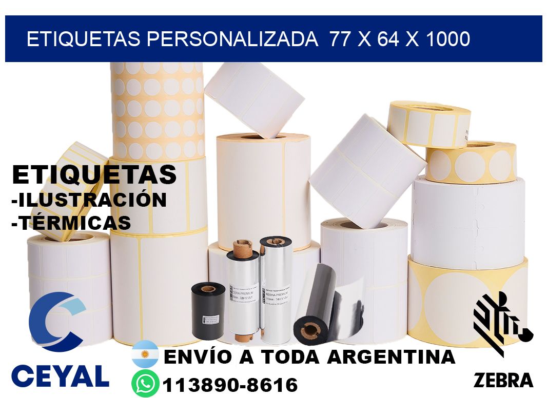 etiquetas personalizada 77 x 64 x 1000