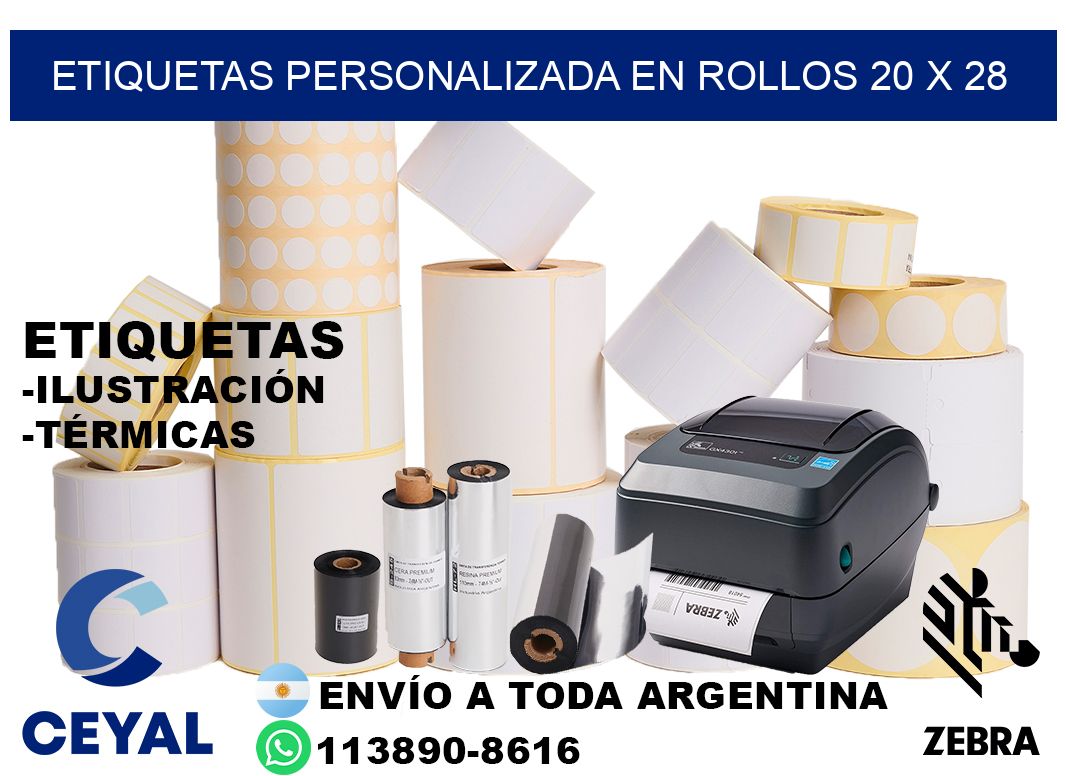 etiquetas personalizada en rollos 20 x 28