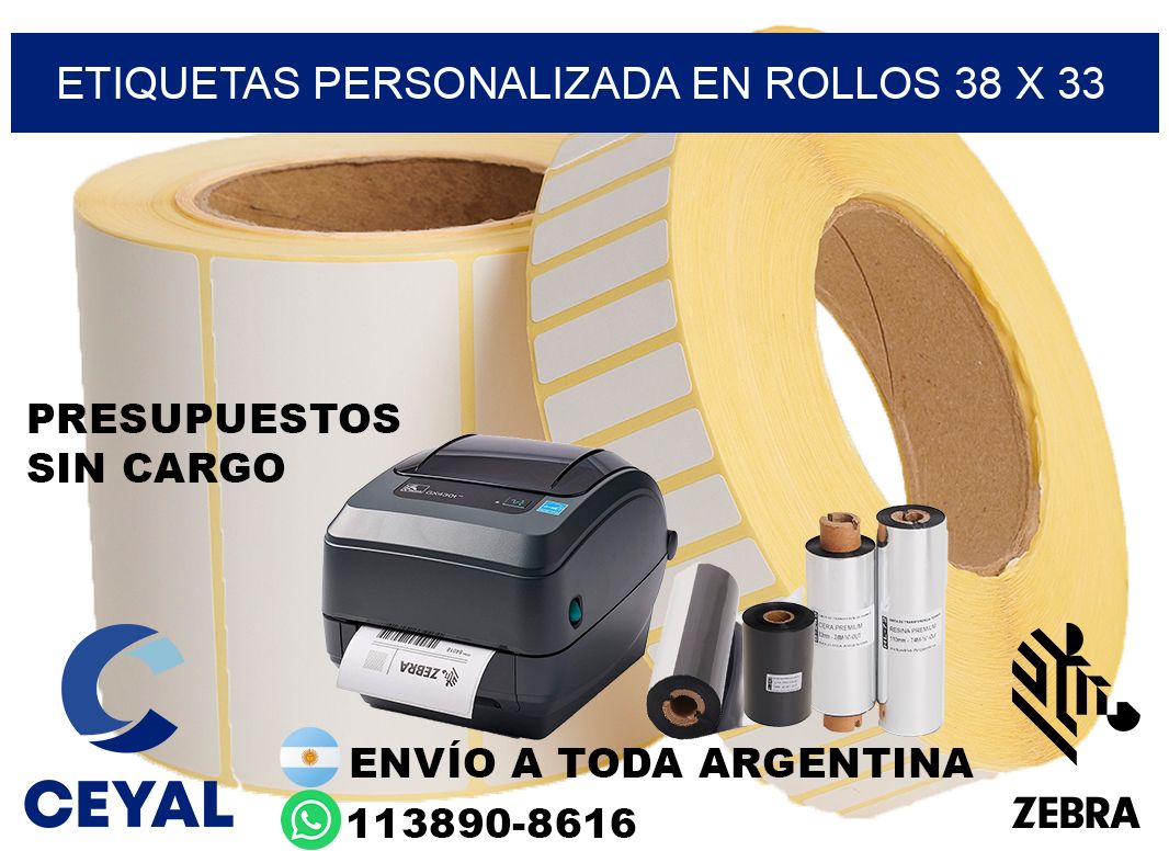 etiquetas personalizada en rollos 38 x 33