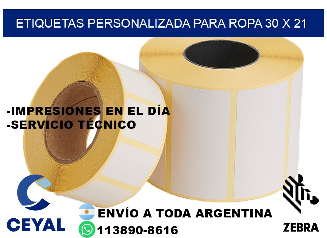 etiquetas personalizada para ropa 30 x 21