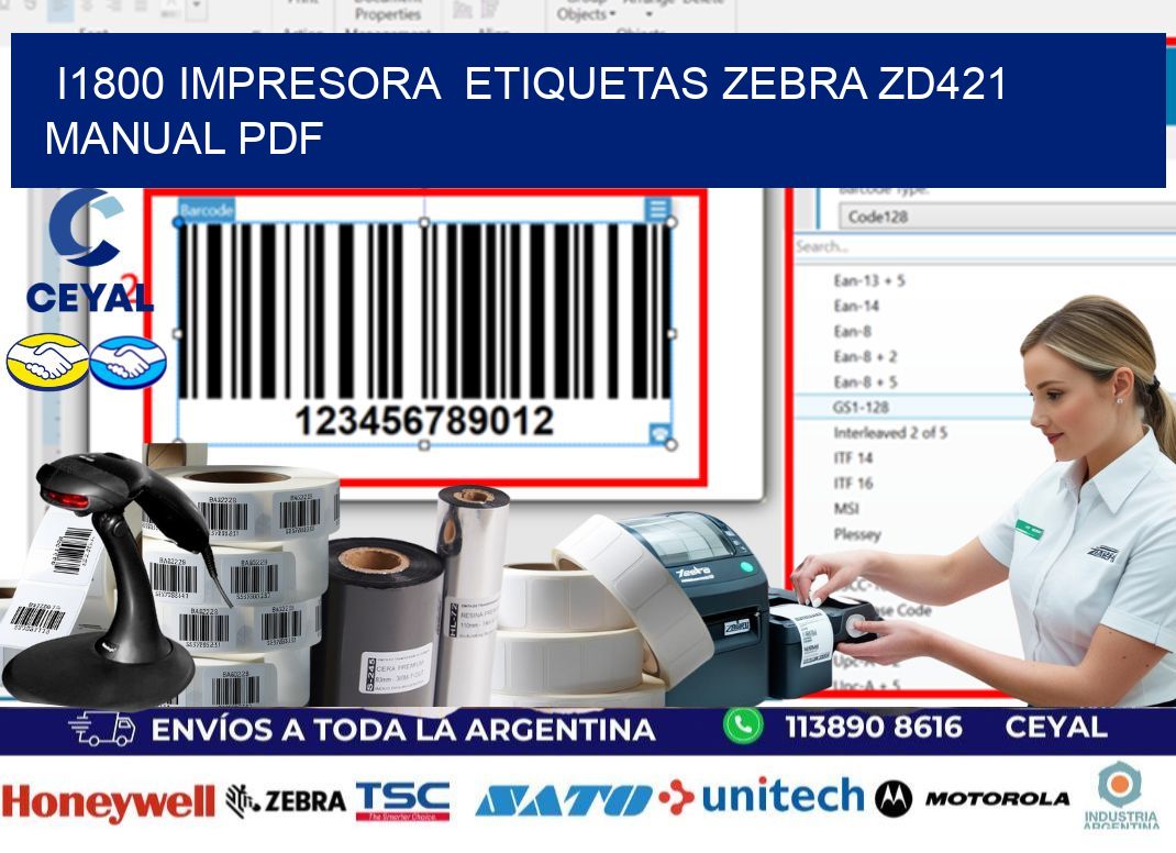 i1800 impresora etiquetas Zebra ZD421 manual PDF
