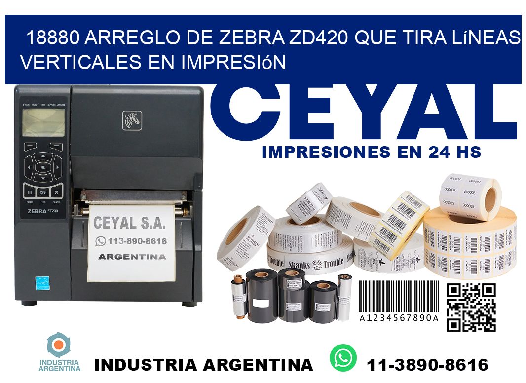 18880 arreglo de zebra zd420 que tira líneas verticales en impresión