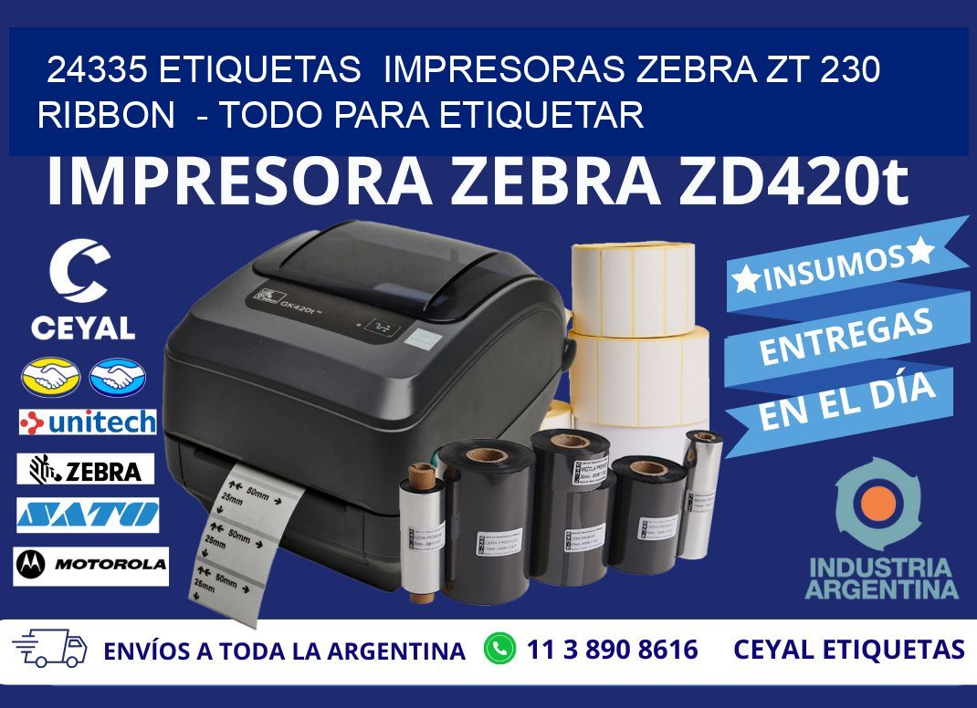 24335 etiquetas  impresoras zebra zt 230 ribbon  - Todo para Etiquetar