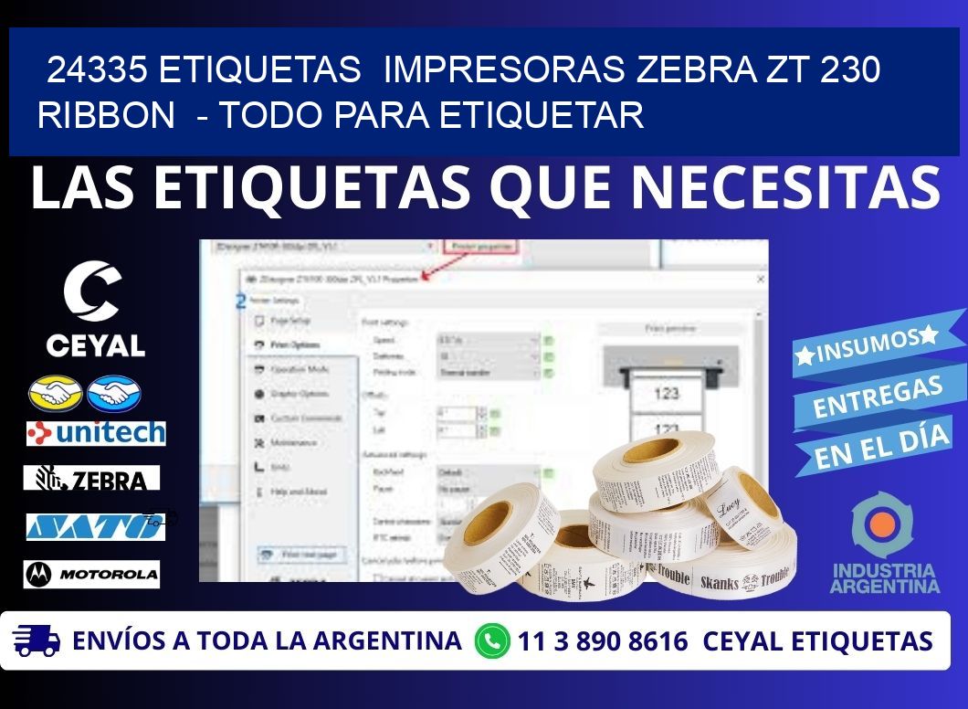 24335 etiquetas  impresoras zebra zt 230 ribbon  - Todo para Etiquetar