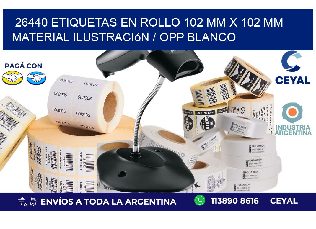 26440 Etiquetas en rollo 102 mm x 102 mm material Ilustración / OPP Blanco