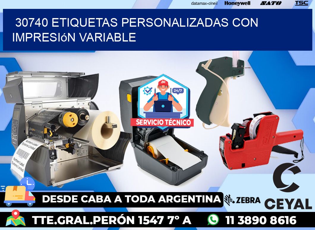 30740 etiquetas personalizadas con impresión variable