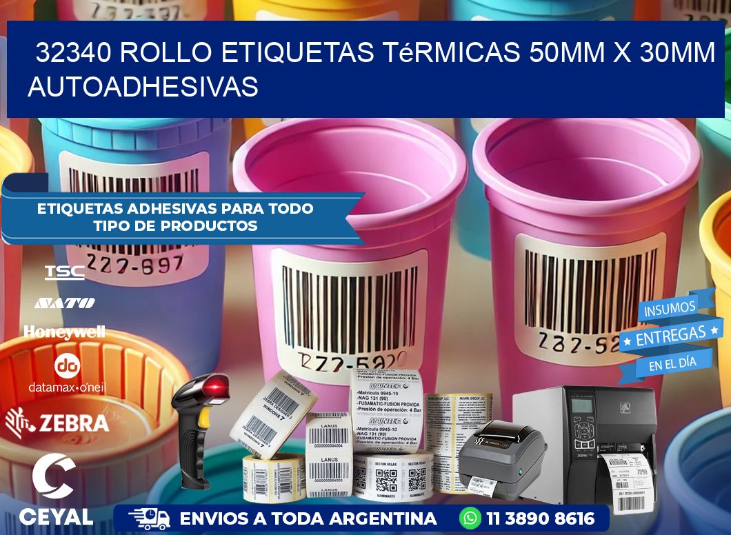 32340 Rollo Etiquetas Térmicas 50mm X 30mm Autoadhesivas