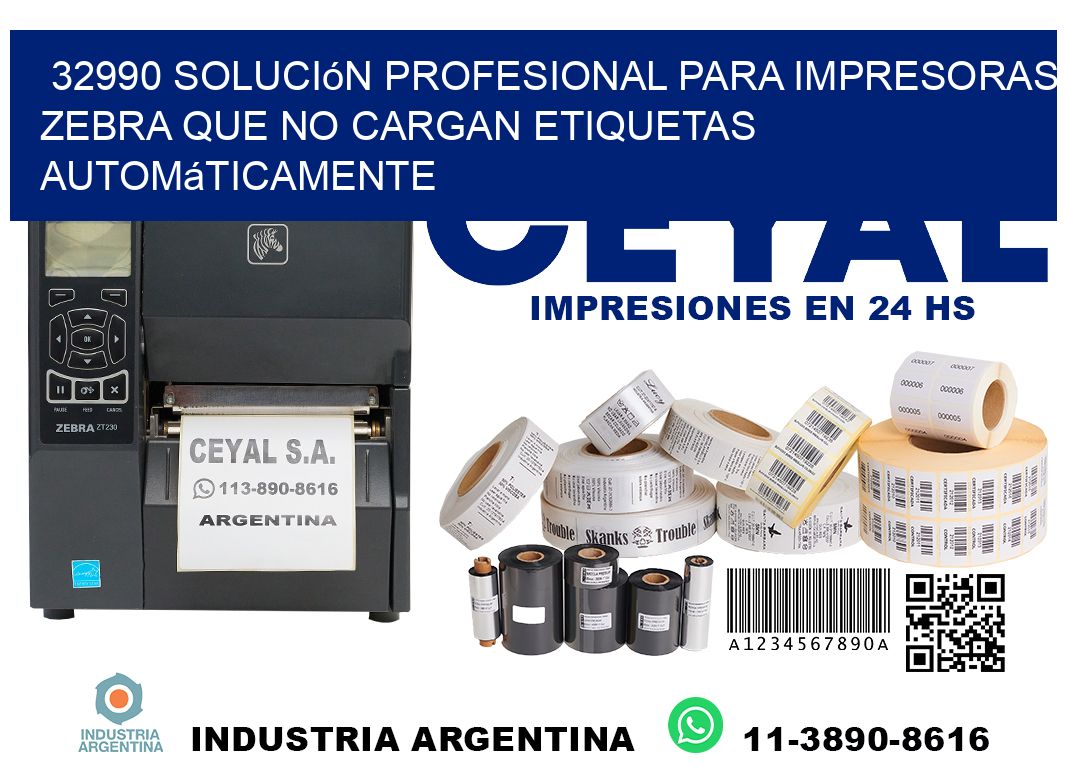 32990 solución profesional para impresoras zebra que no cargan etiquetas automáticamente