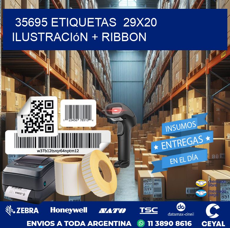 35695 etiquetas  29x20 ilustración + ribbon