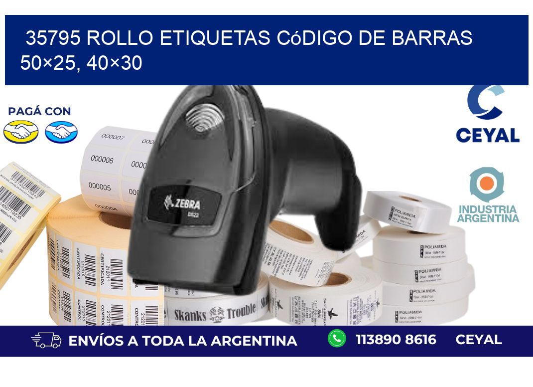 35795 rollo etiquetas código de barras 50×25, 40×30