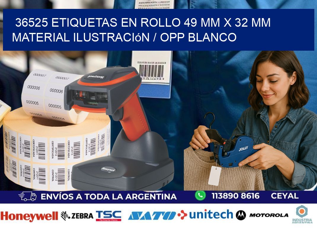 36525 Etiquetas en rollo 49 mm x 32 mm material Ilustración / OPP Blanco