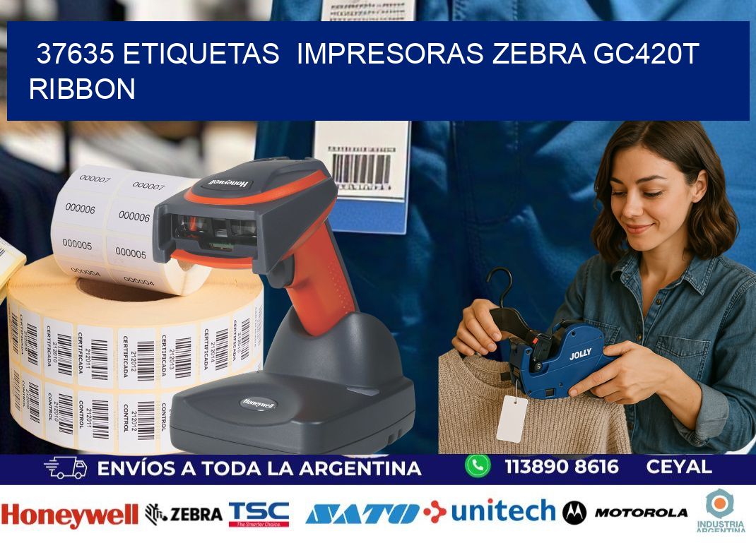 37635 etiquetas impresoras zebra gc420t ribbon