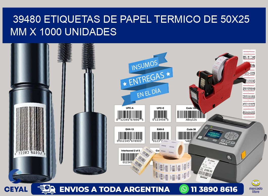39480 Etiquetas De Papel Termico De 50x25 Mm X 1000 Unidades