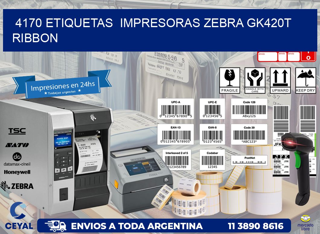 4170 Etiquetas  impresoras zebra gk420t ribbon