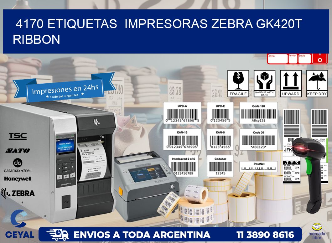 4170 Etiquetas  impresoras zebra gk420t ribbon