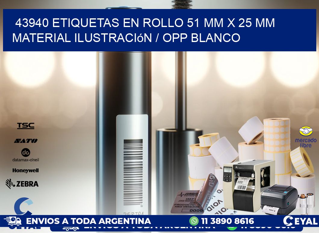 43940 Etiquetas en rollo 51 mm x 25 mm material Ilustración / OPP Blanco
