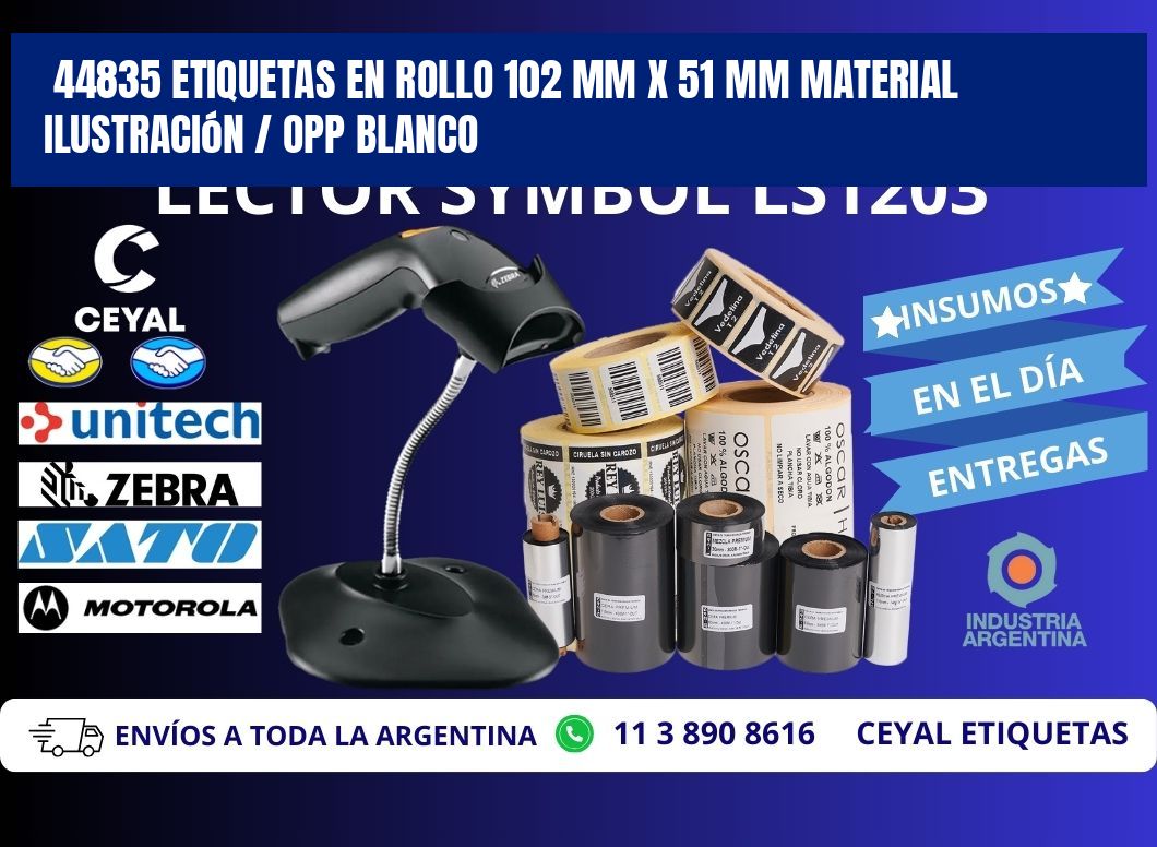 44835 Etiquetas en rollo 102 mm x 51 mm material Ilustración / OPP Blanco