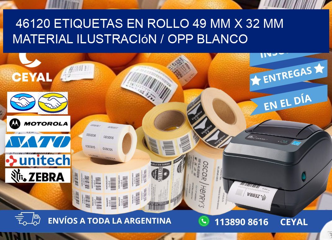 46120 Etiquetas en rollo 49 mm x 32 mm material Ilustración / OPP Blanco